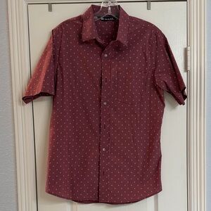 Travis Mathew Burgundy Patterned Button-Down Shirt